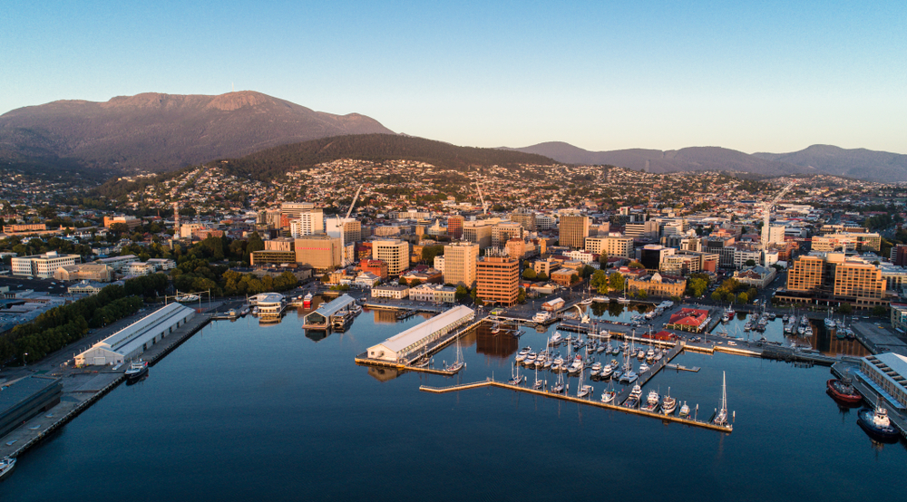Dawn Hobart Harbour aerial